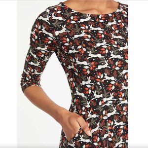 Boden Penny Jersey Dress in Multi Field Hare